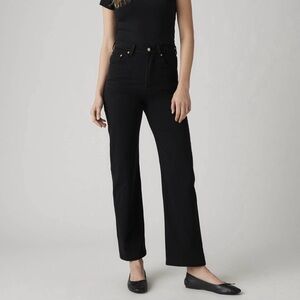 High-Rise Straight Leg Jeans in Black